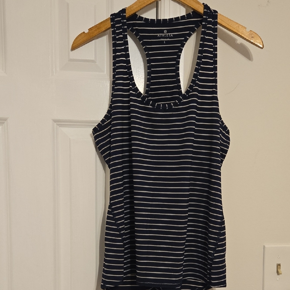 Women's Navy and White Striped Tank Top